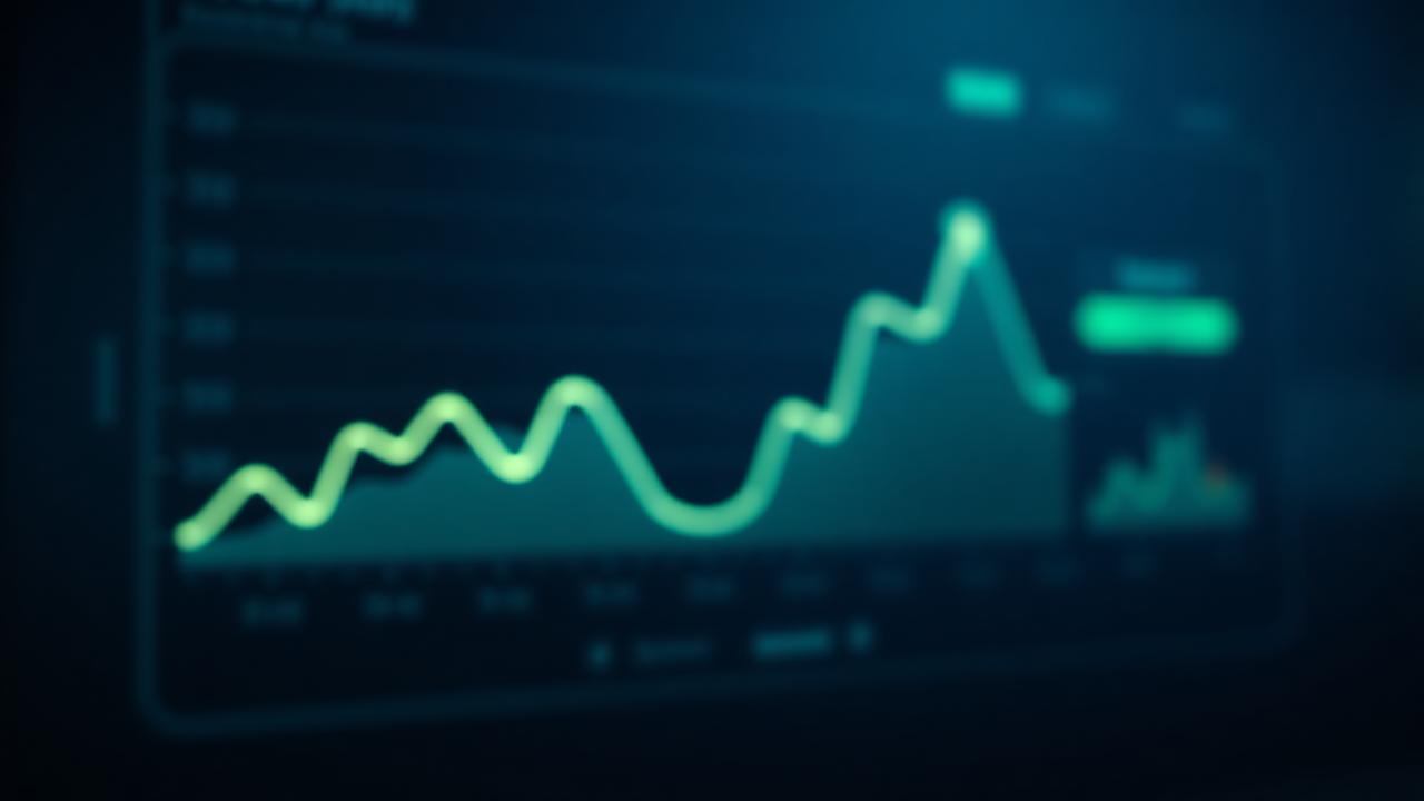 Advertising performance chart trending upward on a dark dashboard screen